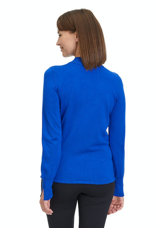 Betty Barclay Turtle Neck Jumper Keyhole Detail Blue