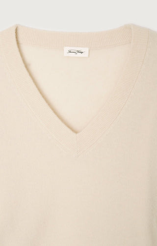 American Vintage V - Neck Jumper in Beige Raxow - MMJs Fashion