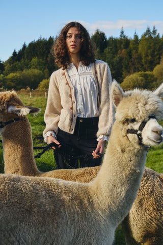 Atelier Rêve Cable Knit Cardigan Beige Irmemoir - MMJs Fashion