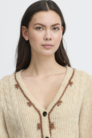 Atelier Rêve Cable Knit Cardigan Beige Irmemoir - MMJs Fashion