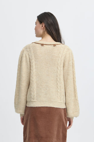 Atelier Rêve Cable Knit Cardigan Beige Irmemoir - MMJs Fashion