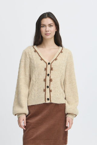 Atelier Rêve Cable Knit Cardigan Beige Irmemoir - MMJs Fashion