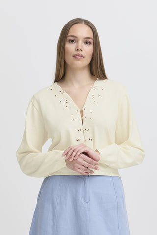 Atelier Rêve Embroidered Cardigan Ivory Irvive - MMJs Fashion