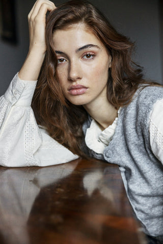 Atelier Rêve Embroidered Knitted Waistcoat Grey Irlovey - MMJs Fashion