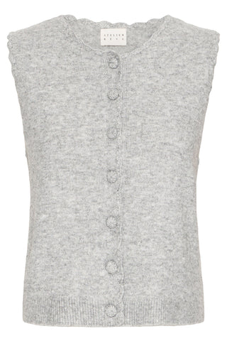 Atelier Rêve Embroidered Knitted Waistcoat Grey Irlovey - MMJs Fashion