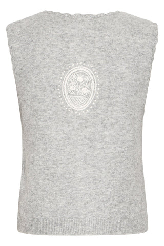 Atelier Rêve Embroidered Knitted Waistcoat Grey Irlovey - MMJs Fashion