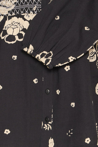 Atelier Rêve Floral Print Blouse Black Beige Irtulla - MMJs Fashion