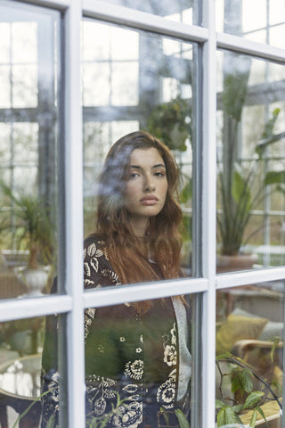 Atelier Rêve Floral Print Jacket Black Beige Irmoon - MMJs Fashion