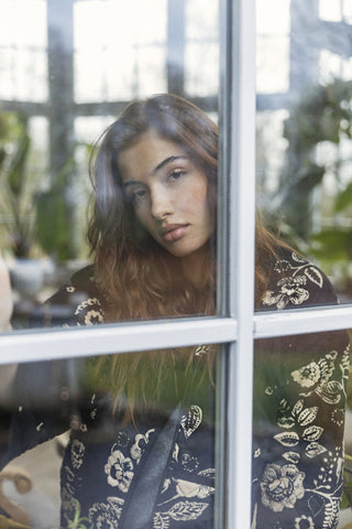 Atelier Rêve Floral Print Jacket Black Beige Irmoon - MMJs Fashion