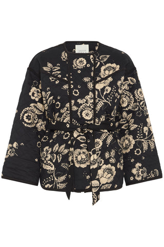 Atelier Rêve Floral Print Jacket Black Beige Irmoon - MMJs Fashion