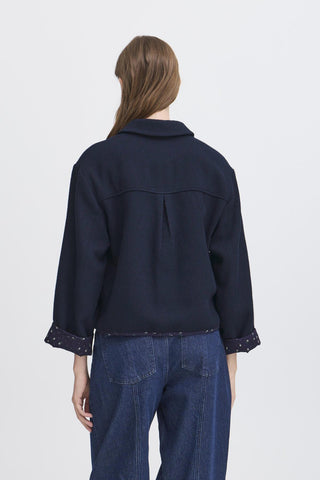 Atelier Rêve Floral Trim Jacket Navy Blue Ircassie - MMJs Fashion