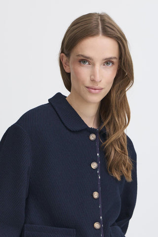 Atelier Rêve Floral Trim Jacket Navy Blue Ircassie - MMJs Fashion