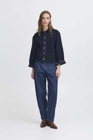 Atelier Rêve Floral Trim Jacket Navy Blue Ircassie - MMJs Fashion