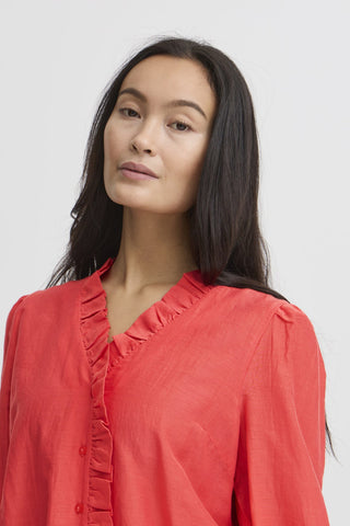 Atelier Rêve Frill Neck Blouse Red Thora - MMJs Fashion
