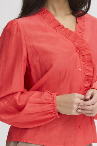 Atelier Rêve Frill Neck Blouse Red Thora - MMJs Fashion