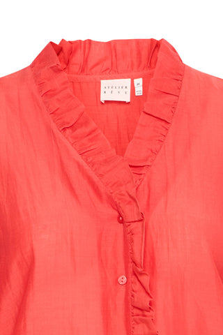 Atelier Rêve Frill Neck Blouse Red Thora - MMJs Fashion