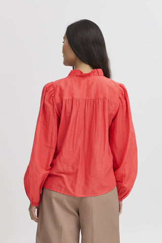 Atelier Rêve Frill Neck Blouse Red Thora - MMJs Fashion