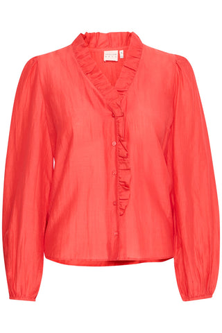 Atelier Rêve Frill Neck Blouse Red Thora - MMJs Fashion