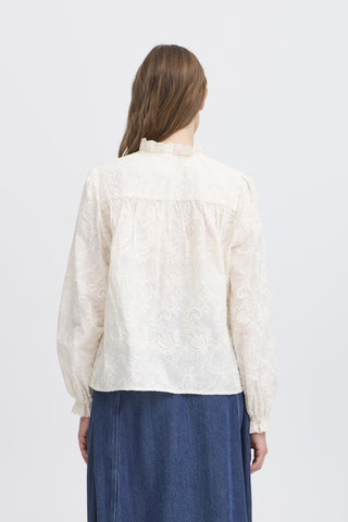 Atelier Rêve Frill Trim Floral Blouse Ivory Irjose - MMJs Fashion