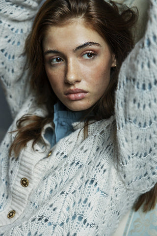 Atelier Rêve Open Weave Cardigan Ivory Irchristy - MMJs Fashion