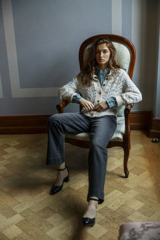 Atelier Rêve Open Weave Cardigan Ivory Irchristy - MMJs Fashion