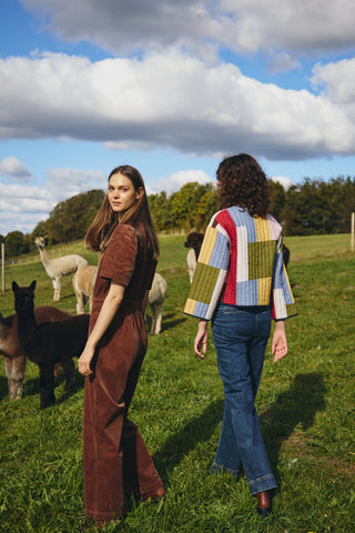 Atelier Rêve Quilted Cotton Jacket Green Blue Irmonique - MMJs Fashion