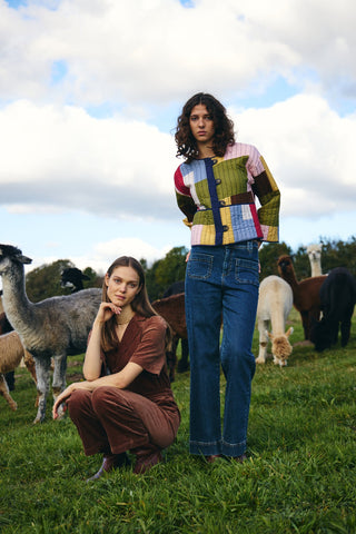 Atelier Rêve Quilted Cotton Jacket Green Blue Irmonique - MMJs Fashion