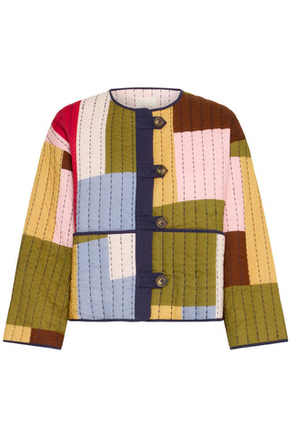 Atelier Rêve Quilted Cotton Jacket Green Blue Irmonique - MMJs Fashion