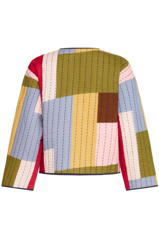 Atelier Rêve Quilted Cotton Jacket Green Blue Irmonique - MMJs Fashion