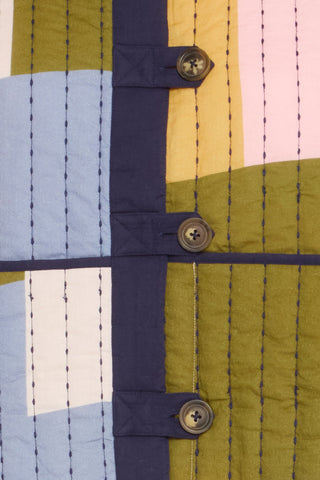 Atelier Rêve Quilted Cotton Jacket Green Blue Irmonique - MMJs Fashion