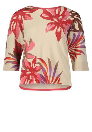 Betty Barclay Floral Print Jumper Red Beige - MMJs Fashion