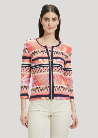 Betty Barclay Patterned T-Shirt Jacket Red Beige - MMJs Fashion