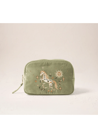 Elizabeth Scarlett Mystical Horse Makeup Bag Olive - MMJs Fashion