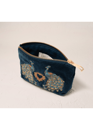 Elizabeth Scarlett Peacock Floral Coin Purse Ink Blue - MMJs Fashion