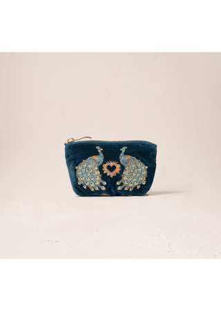 Elizabeth Scarlett Peacock Floral Coin Purse Ink Blue - MMJs Fashion