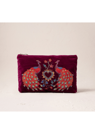 Elizabeth Scarlett Peacock Floral Everyday Pouch Ruby - MMJs Fashion