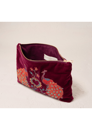 Elizabeth Scarlett Peacock Floral Everyday Pouch Ruby - MMJs Fashion