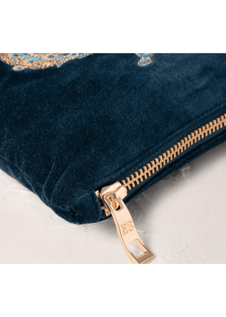 Elizabeth Scarlett Peacock Floral Mini Pouch Ink Blue - MMJs Fashion