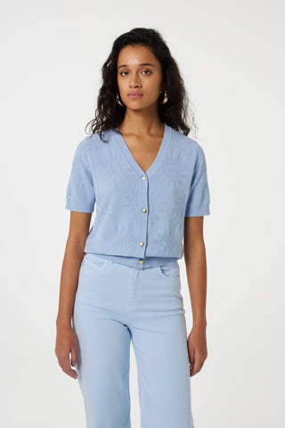 Fabienne Chapot Flower Pattern Cardigan Blue Maddy - MMJs Fashion