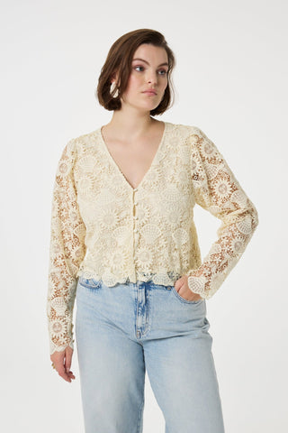 Fabienne Chapot Lace Blouse Ivory Sardou - MMJs Fashion