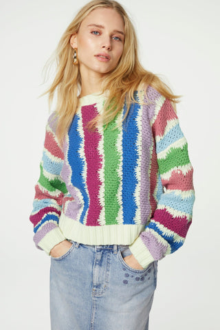 Fabienne Chapot Purple Blue Green Stripe Jumper Heath - MMJs Fashion