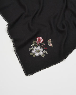 Fable England Floral Embroidered Pashmina Scarf Black - MMJs Fashion