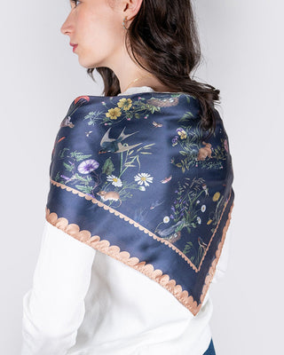 Fable England Running Bunny Toile Square Scarf Blue - MMJs Fashion