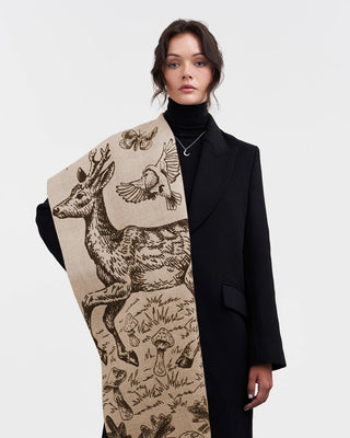 Fable England Woodland Tales Jacquard Scarf Taupe - MMJs Fashion