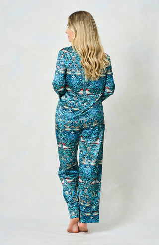 Hope & Ivy Satin William Morris Pyjamas Blue The Maggie - MMJs Fashion