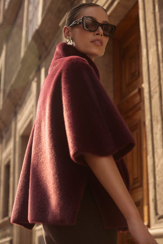 Joseph Ribkoff Faux Fur Short Sleeve Jacket Red - MMJs Fashion