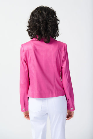 Joseph Ribkoff Foiled Suede Pink Jacket With Metal Trims - MMJs Fashion