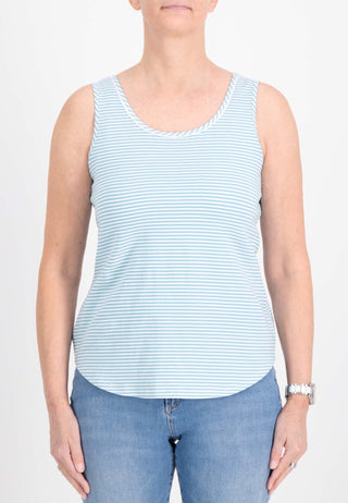 Just White Stripe Vest Top in Aqua Blue - MMJs Fashion
