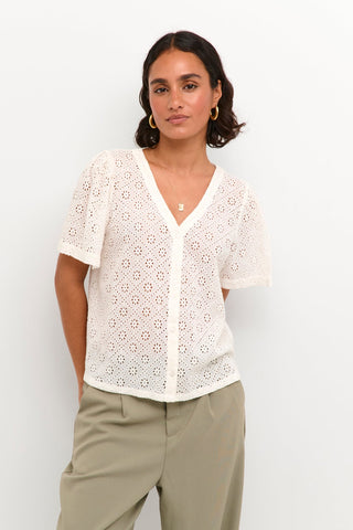 Kaffe Ivory Broderie Anglaise Blouse Esther - MMJs Fashion