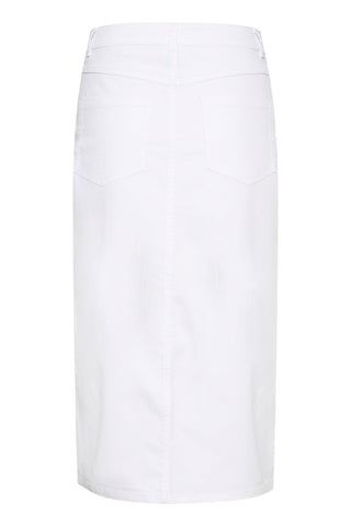 Kaffe Knee Length Denim Skirt Ivory Zelina - MMJs Fashion